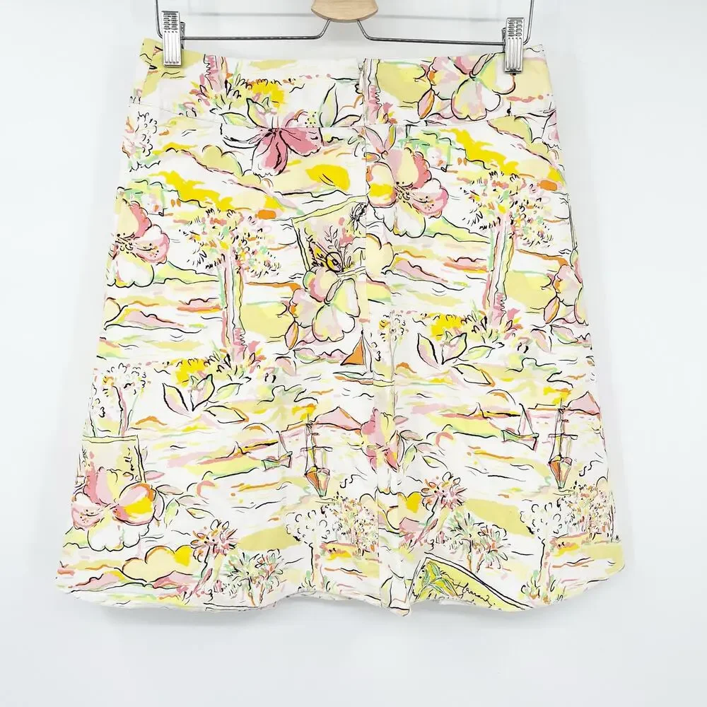 Express Womens Resort Beach Aloha‎ Hawaiian Tropical Floral A-Line Skirt Size 6